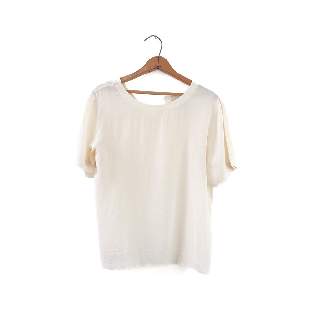 Vintage 90's Minimalist‎ Oscar de la Renta Blouse Ivory Silk M